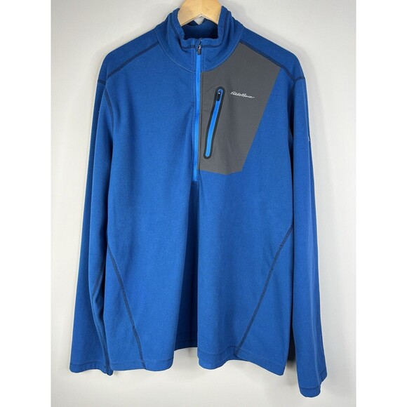 Eddie Bauer First Ascent 1/4 Zip Pullover Men's Tall XL Blue Polartec Fleece - Picture 1 of 13